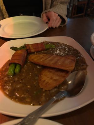 Vegan Chicken Breast with Nameko Mushroom Sauce
 at The Orchid Vegan Restaurant in York