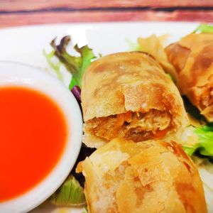 Crispy Vegan Spring Rolls at The Orchid Vegan Restaurant in York