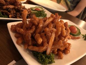 Shredded chicken  at The Orchid Vegan Restaurant in York