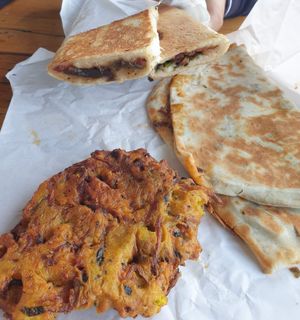 Eggplant chickpea borek $6.00, Mushroom spinach gozleme $9, Zucchini carrot fritter $6.00? at Tammy's Borek in Preston