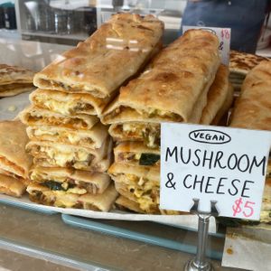Vegan mushroom and cheese, contains capsicum and onion  at Tammy's Borek in Preston