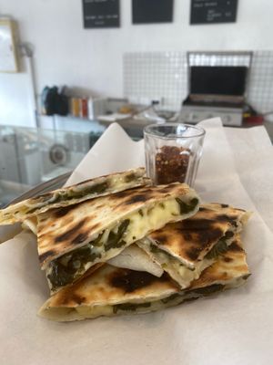 Vegan cheese & spinach gözleme  at Tammy's Borek in Preston