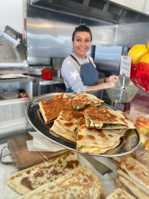 Vegan cheese & spinach gözleme  at Tammy's Borek in Preston
