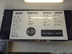 Menu, everything is vegan at KD's Vegan Takeaway in Townsville