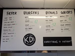 Menu at KD's Vegan Takeaway in Townsville