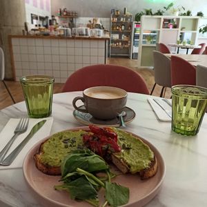 Toast and avocado breakfast at Vertigo in Salford