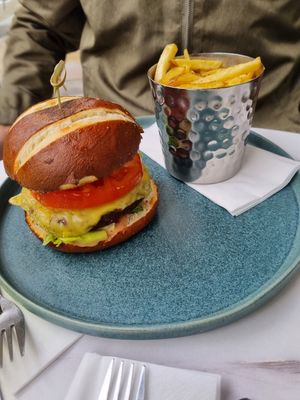 Vegan cheese burger at Vertigo in Salford