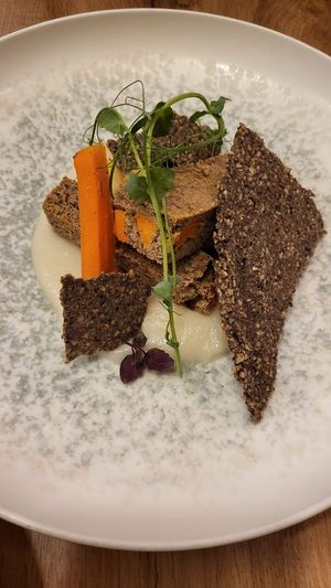 Blinis with vegetables on Topinambur Saucen at L'Arpège in Colmar