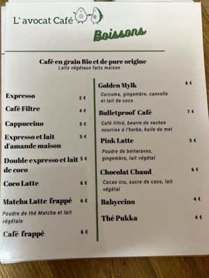 Menu 2/3  at L'avocat Cafe in Lyon