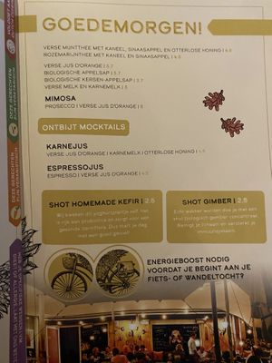 Breakfast menu  at De Waldhoorn in Otterlo