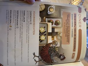 Dinner menu  at De Waldhoorn in Otterlo