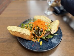 Crostinis with hummuss  at Aquarium Cafe in Heligoland