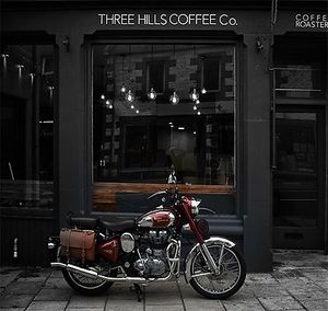 Shop front at Three Hills Coffee Roastery in Selkirk