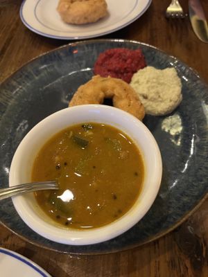 Lentil donut and spreads   at Karavalli in Saratoga Springs