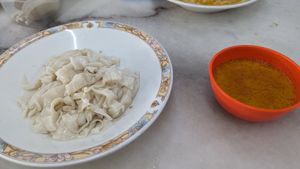 The friendly auntie separated the curry for us in case we wanted to try the original taste. at Ninety-Six Vegetarian Food in Ipoh