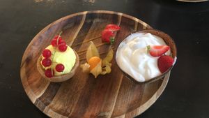 Vegan hangop made for my birthday   at Osorio World's Kitchen in Ameland