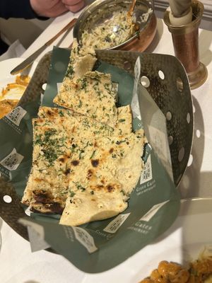 Garlic naan bread  at Green Gates Indian Restaurant in Stirling