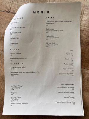 menu at Pievos in Birstonas