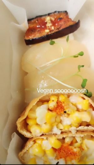 Vegan sooooooosh (bad quality, I know 🤦‍♂️) super tasty though! at LoveUrth 러브얼스 in Busan