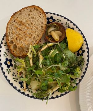 This watercress potato salad was one of the best things I’ve ever eaten.  Simple and delicious flavors.  Amazing.   at LoveUrth 러브얼스 in Busan