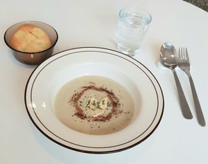 Chestnut soup with garlic brioche at LoveUrth 러브얼스 in Busan