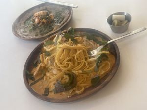 Mala pasta and Korean pancake  at LoveUrth 러브얼스 in Busan