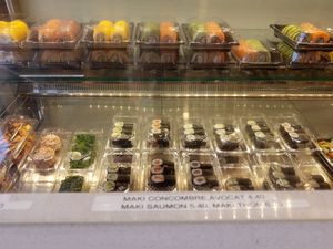 Prepared sushi at Wasabi Sushi Bento Bar in Geneva