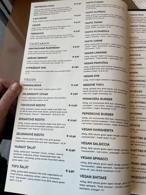 The vegan menu!!!   at Pizzeria Primavera in Bratislava