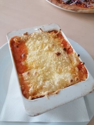 Vegan lasagna - one of the best we've had at Pizzeria Primavera in Bratislava