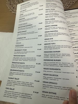 Menu  at Pizzeria Primavera in Bratislava