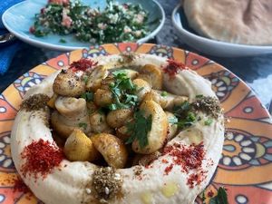 Mushroom Hummus at Harissa in Almaty