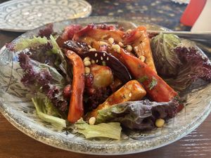 Roasted root vegetables salad  at Harissa in Almaty