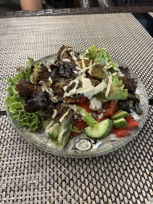Salad with falafel (the good green ones  < 3)  at Harissa in Almaty