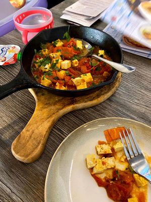 Tofu shakshuka at Harissa in Almaty