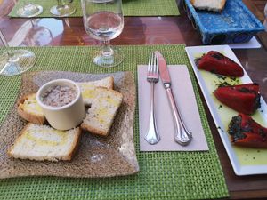 Vegan bulgur cheese and stuffed peppers with mushrooms, cashews and algae. at Hotel Avenida in Benasque