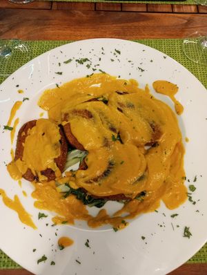 Seitan casero con salsa de curry y coco at Hotel Avenida in Benasque