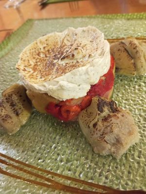 Alcachofas y escalibada con all i oli vegano gratinado at Hotel Avenida in Benasque