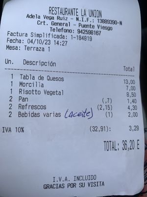 Viel n beetje tegen  at La Unión in Puente Viesgo
