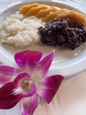 Dessert Mango with sweet rice on coconut milk.   at Zabb Thai Cuisine Newport Beach in Newport Beach