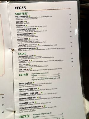 Vegan menu  at Zabb Thai Cuisine Newport Beach in Newport Beach
