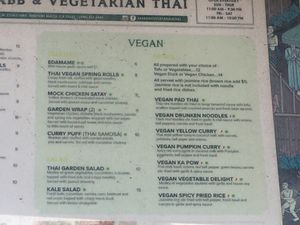 Vegan options at Zabb Thai Cuisine Newport Beach in Newport Beach