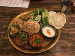 Wonderful Indian plate for lunch at Meu Nota in Tokyo