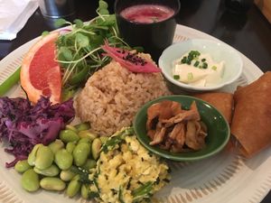 today's lunch with beets soup  at Meu Nota in Tokyo