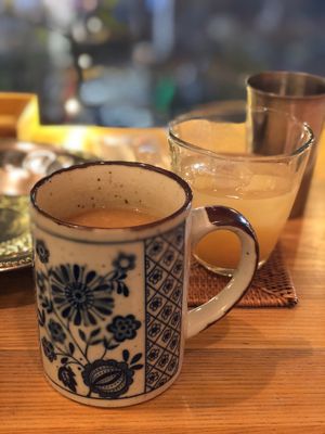 Hot amazake and peach wine  at Meu Nota in Tokyo