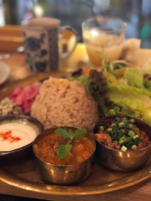 Vegan meal plate at Meu Nota in Tokyo