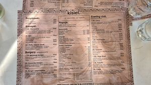 Menu at Kisiel in Szczecin