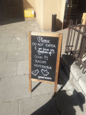 At the entrance at Kisiel in Szczecin