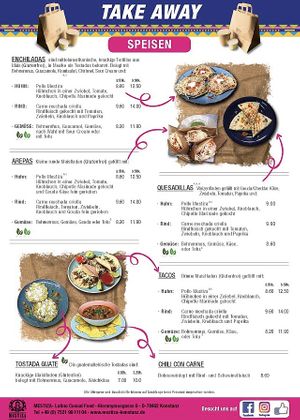 Take Away Karte (Stand April 2021) at Mestiza Latino Casual Food in Konstanz