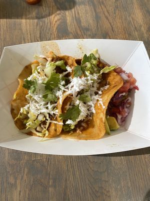 Special menu item, birria tacos! at La Chia Vegana  in Lake Worth