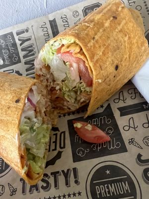 Buffalo chick’n wrap  at La Chia Vegana  in Lake Worth